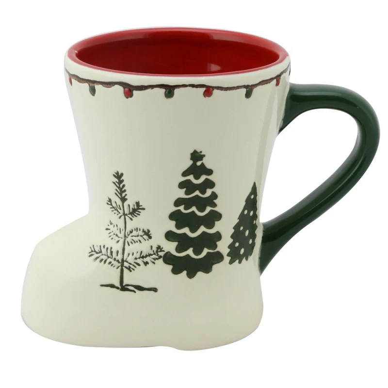 4 asst Organic Christmas Texture Boot Beer Mugs, Set of 4 - Image 2