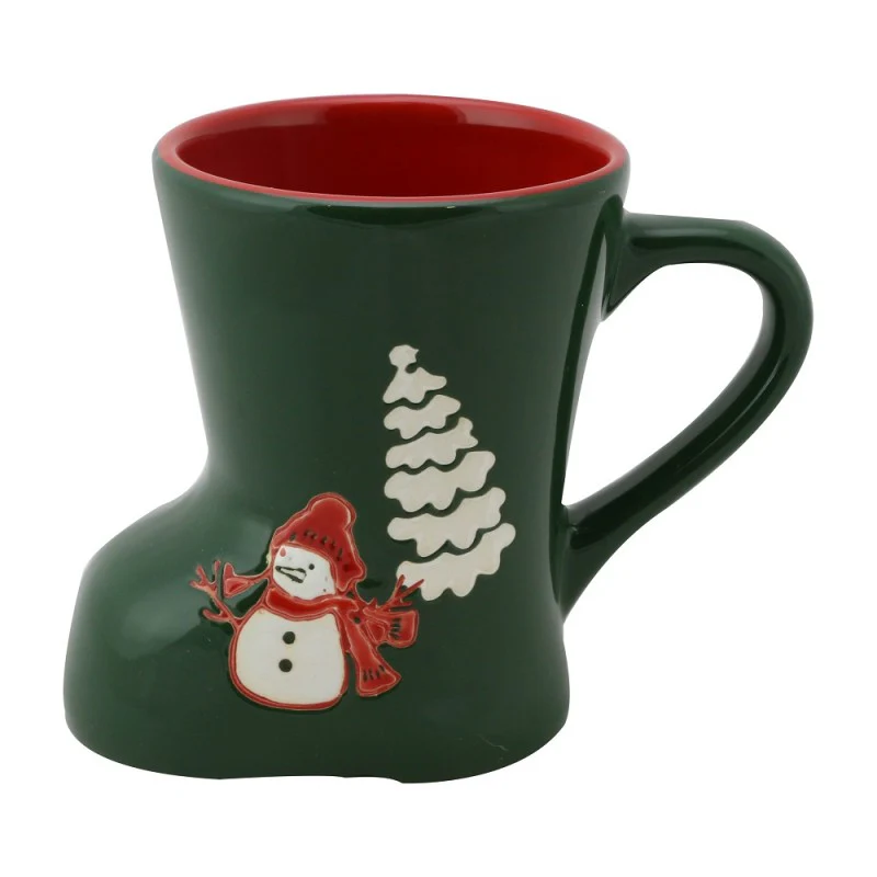 4 asst Organic Christmas Texture Boot Beer Mugs, Set of 4 - Image 4