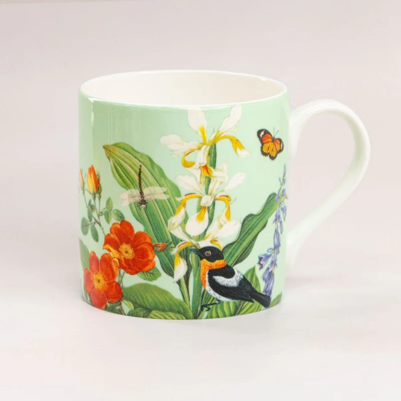 Mint Tropical Bone China Coffee Mugs, Set of 4