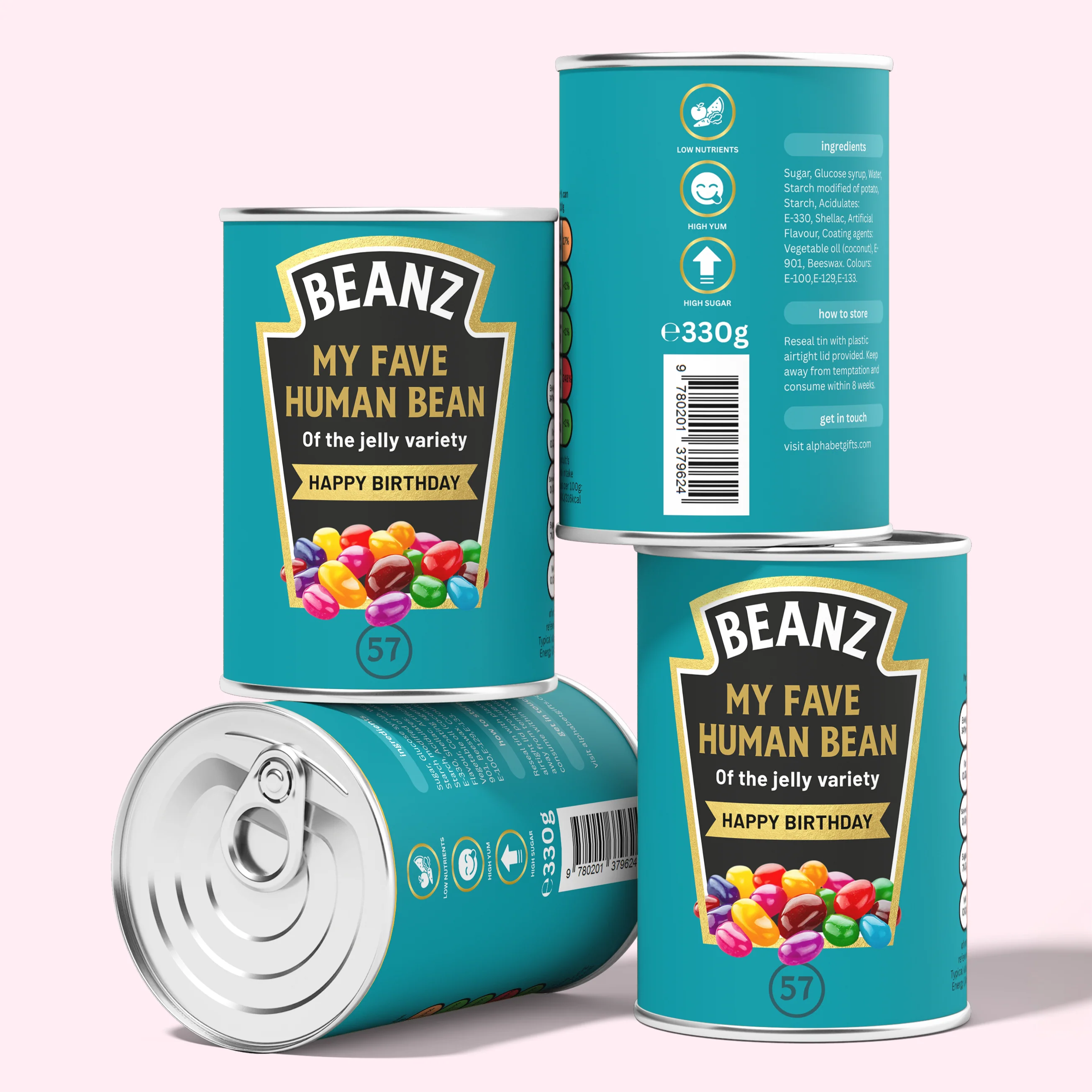 Alphabet Gifts - Jelly Bean Birthday Tin, My Fave Human Bean Gift - Image 2