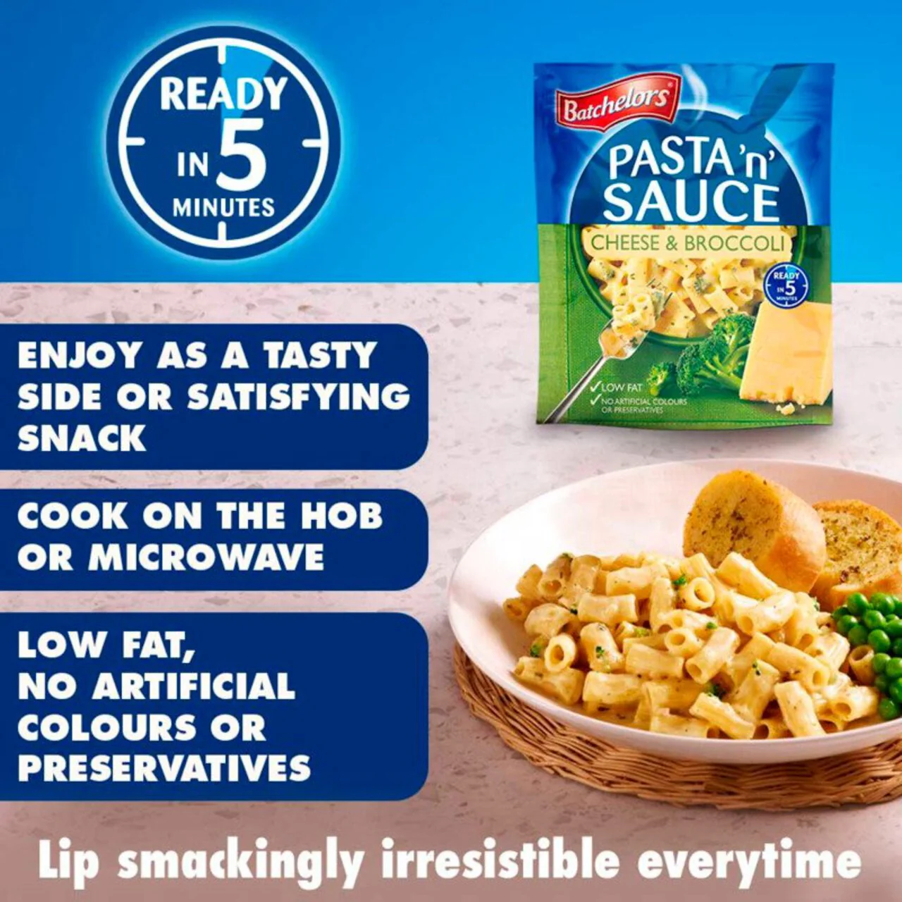 Batchelors Cheese and Broccoli Pasta N' Sauce 99g - Ready in 5 Minutes! - Image 3
