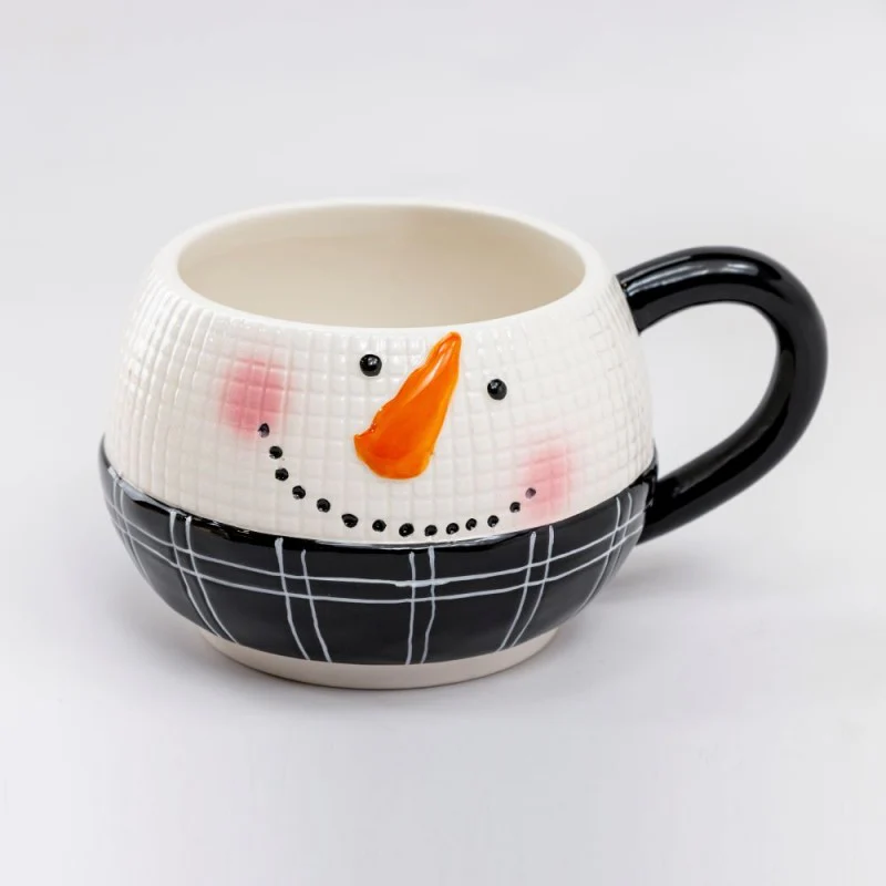 Black Snowman Ceramic Mug, Set of 2