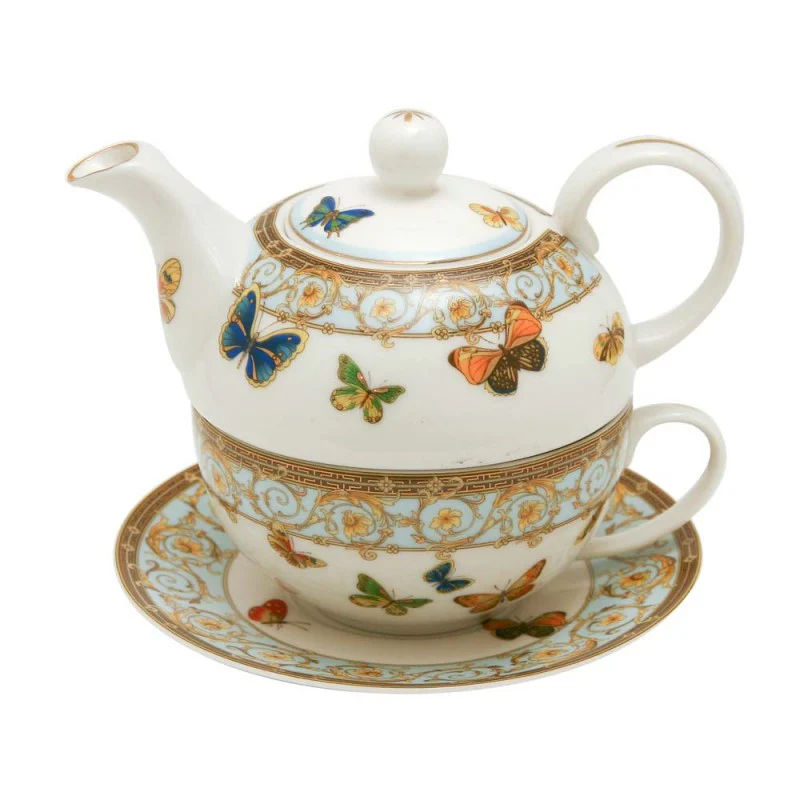 Blue Butterfly 4 Pieces Tea For One Set