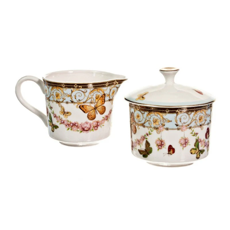 Blue Butterfly Sugar and Creamer Set