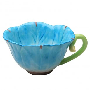 Blue/Pink Hand Crafted Latte Cups, Set of 2