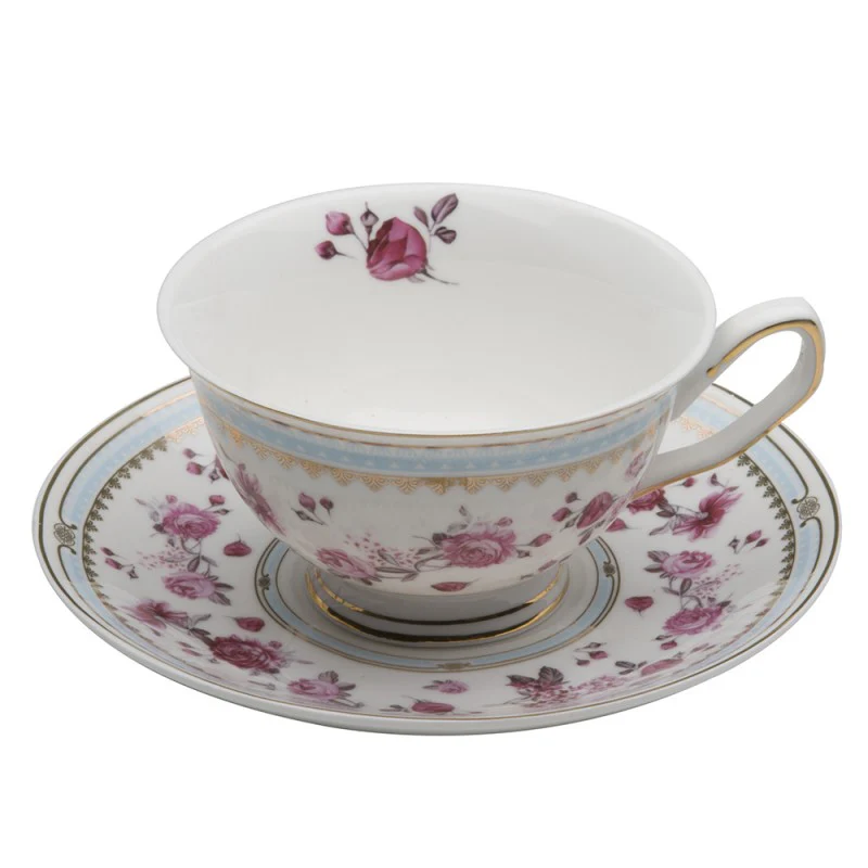 Blue Rose/Blue Tea Cups with Saucers, Set of 4 - Image 2