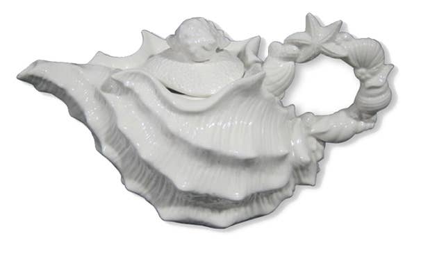 Blue Sky Clayworks - Shell Figural Teapot White