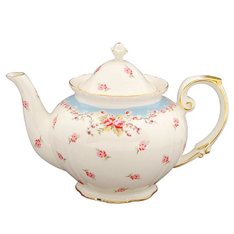 Blue Vintage Rose Teapot