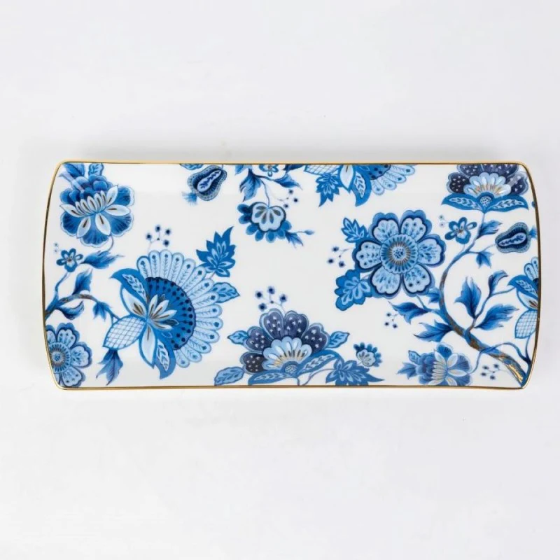 Bone China Blue Danube Rectangular Sandwich Tray, Set of 2