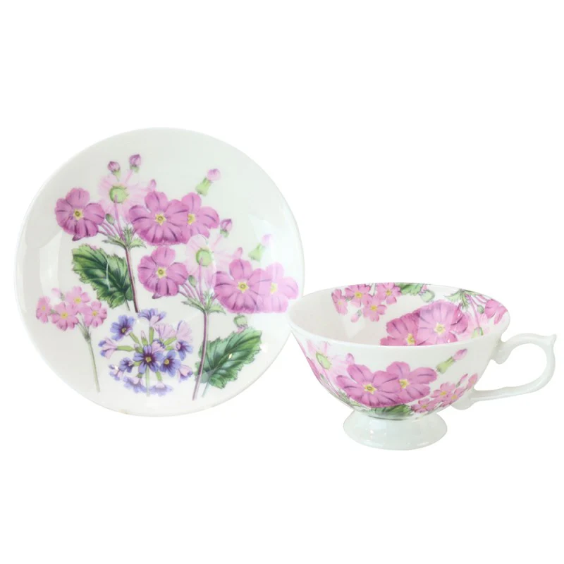 Bone China Pink Zinnia Tea/coffee Cups and Saucers, Set of 4 - Image 2