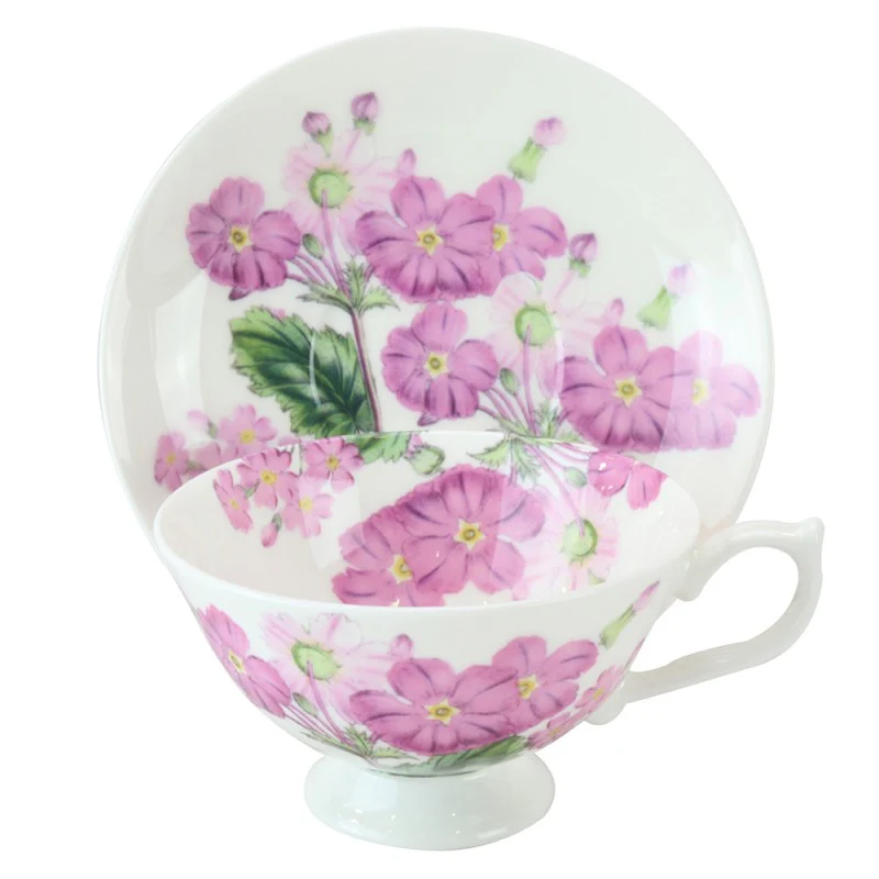Bone China Pink Zinnia Tea/coffee Cups and Saucers, Set of 4 - Image 3