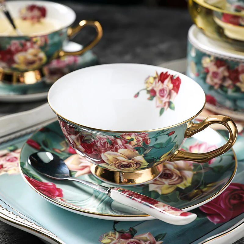 Rose Gold British ceramic tea pot and coffee cups set - Image 9