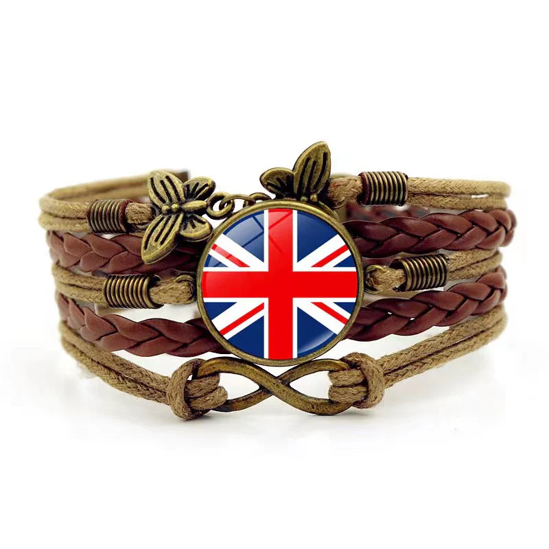 Brown Leather Union Jack Bracelet