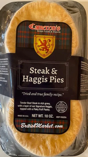 Cameron's Scottish Steak & Haggis Pies. 2 Pack ($5.48 Per Pie) - 1/2 lb Ship Weight