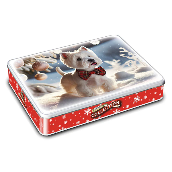 Campbells Shortbread Westie with Tartan Bow Tie Tin - Assorted Shortbread Shapes 150g