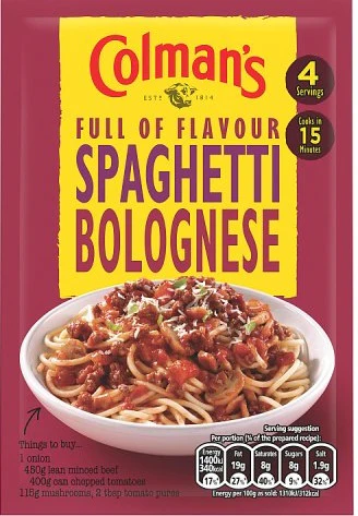 Colman's Spaghetti Bolognese Sauce Mix. 44g