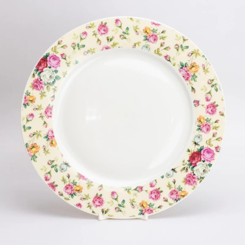 Cream Cottage Rose Chintz Dinner Plates, Set of 4