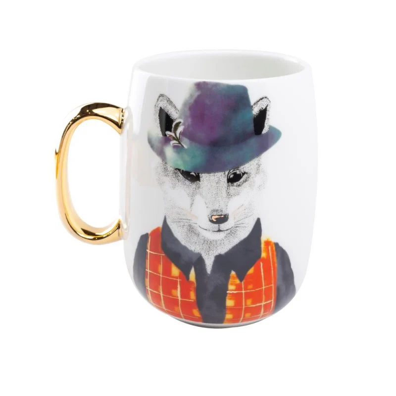 Gold Fox Handle Coffee Mug. Single Piece