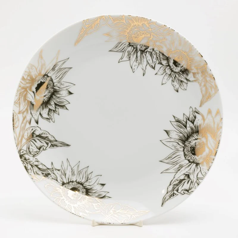 Gold Sunfloral Dinner Plates, Set of 4