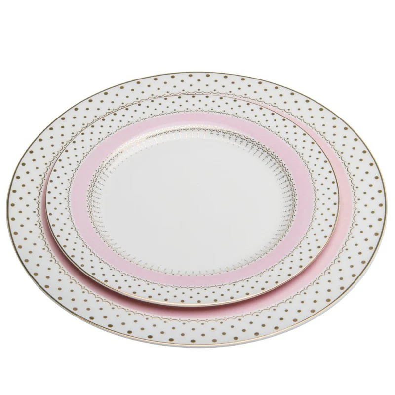 Green Gold Pin Dot Dinner Plates, Set of 4 - Image 2