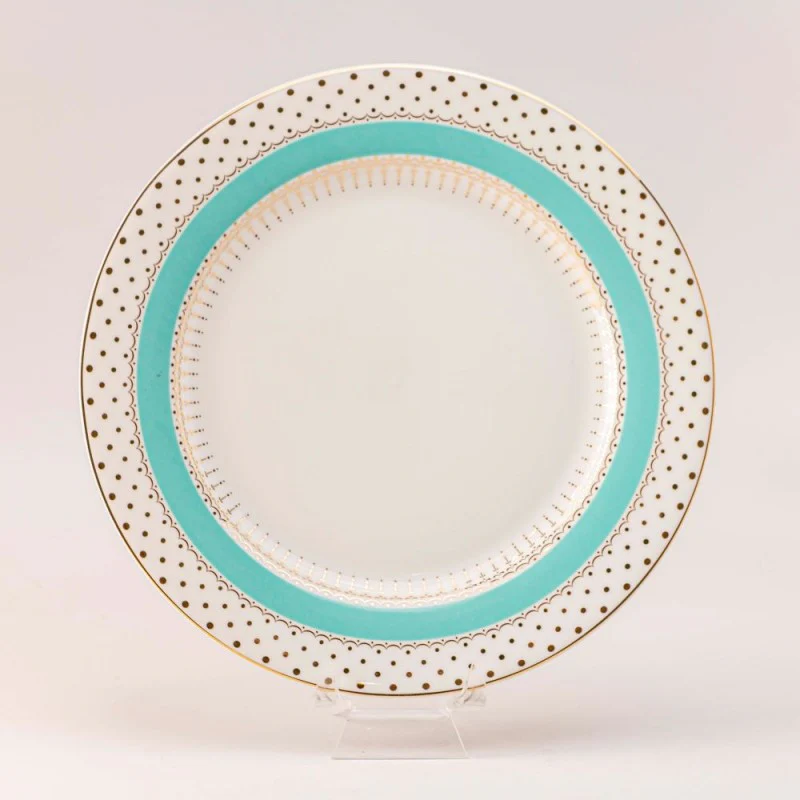 Green Gold Pin Dot Salad Plate, Set of 4
