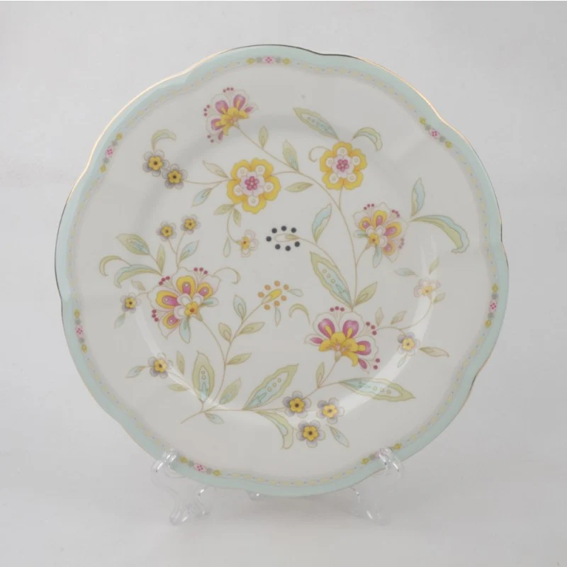 Green Rim Yellow Corn Flower Dinner Plate, Set of 4