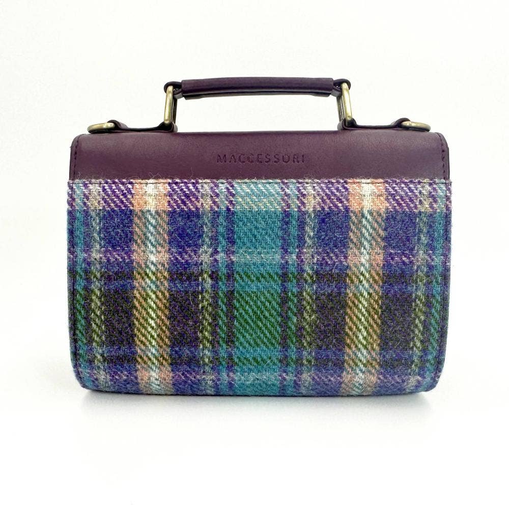 maccessori - Harris Tweed Ladies Mini Day Satchel Bag Green Purple Plaid - Image 7