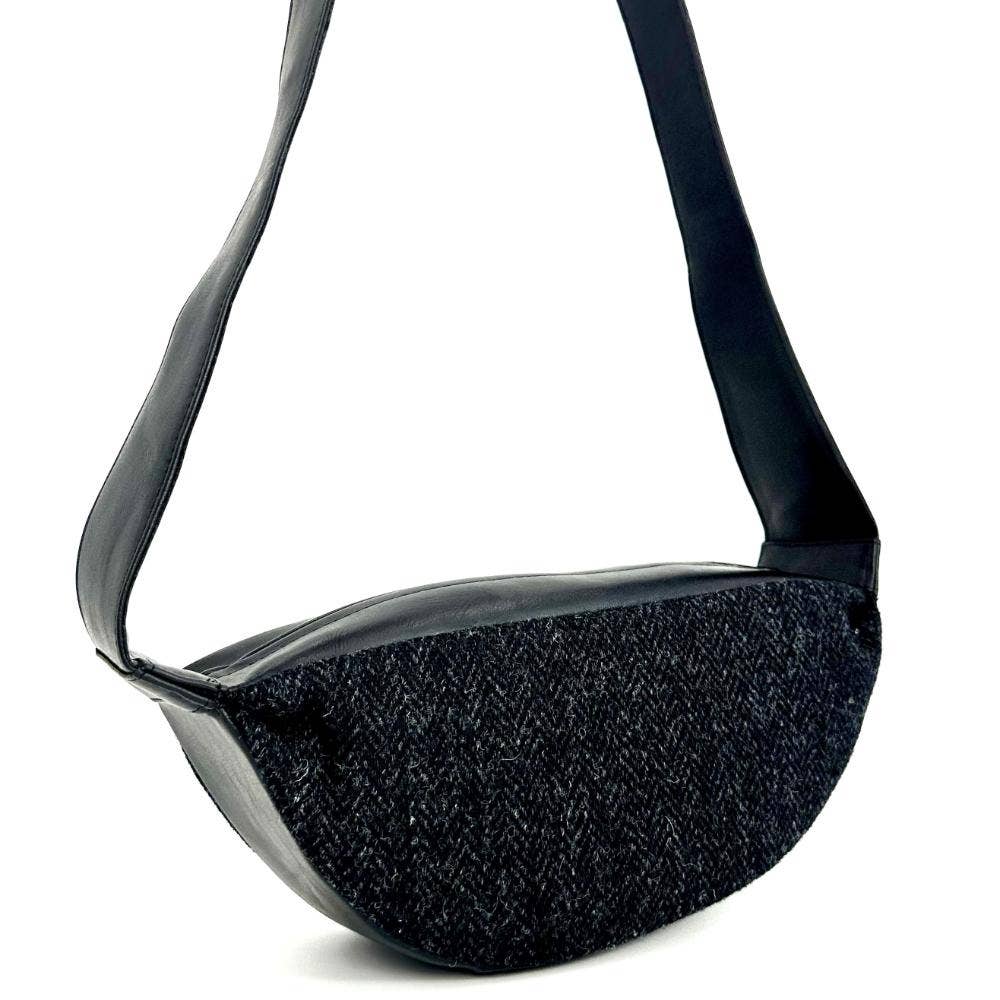 maccessori - Harris Tweed Sling Cross Body Bag Charcoal Herringbone - Image 3