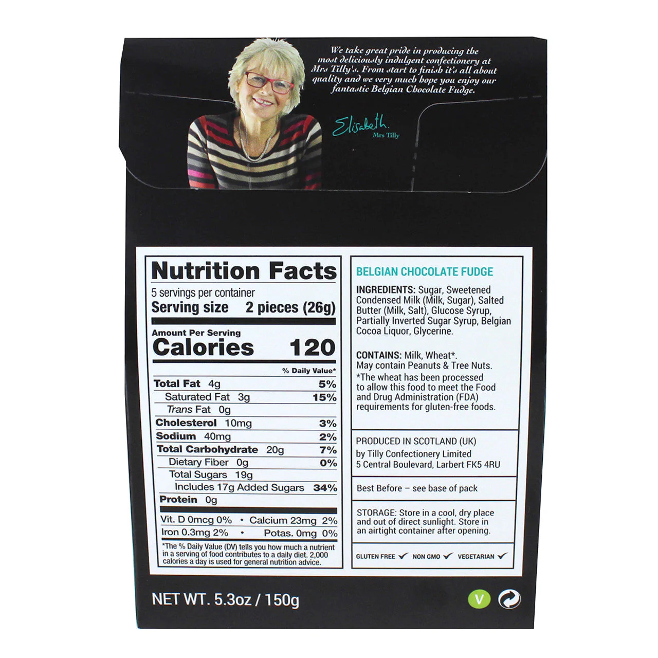 Mrs Tilly's Belgian Chocolate Fudge Carton 150g - Image 3