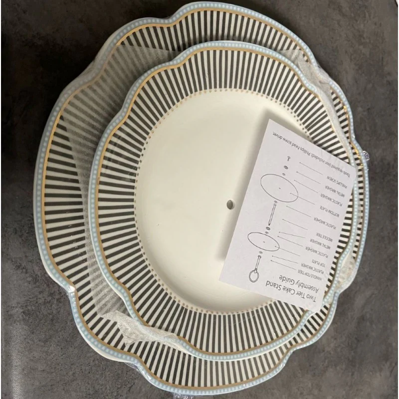 Navy Scallop 2 Tier Large Serving Tray