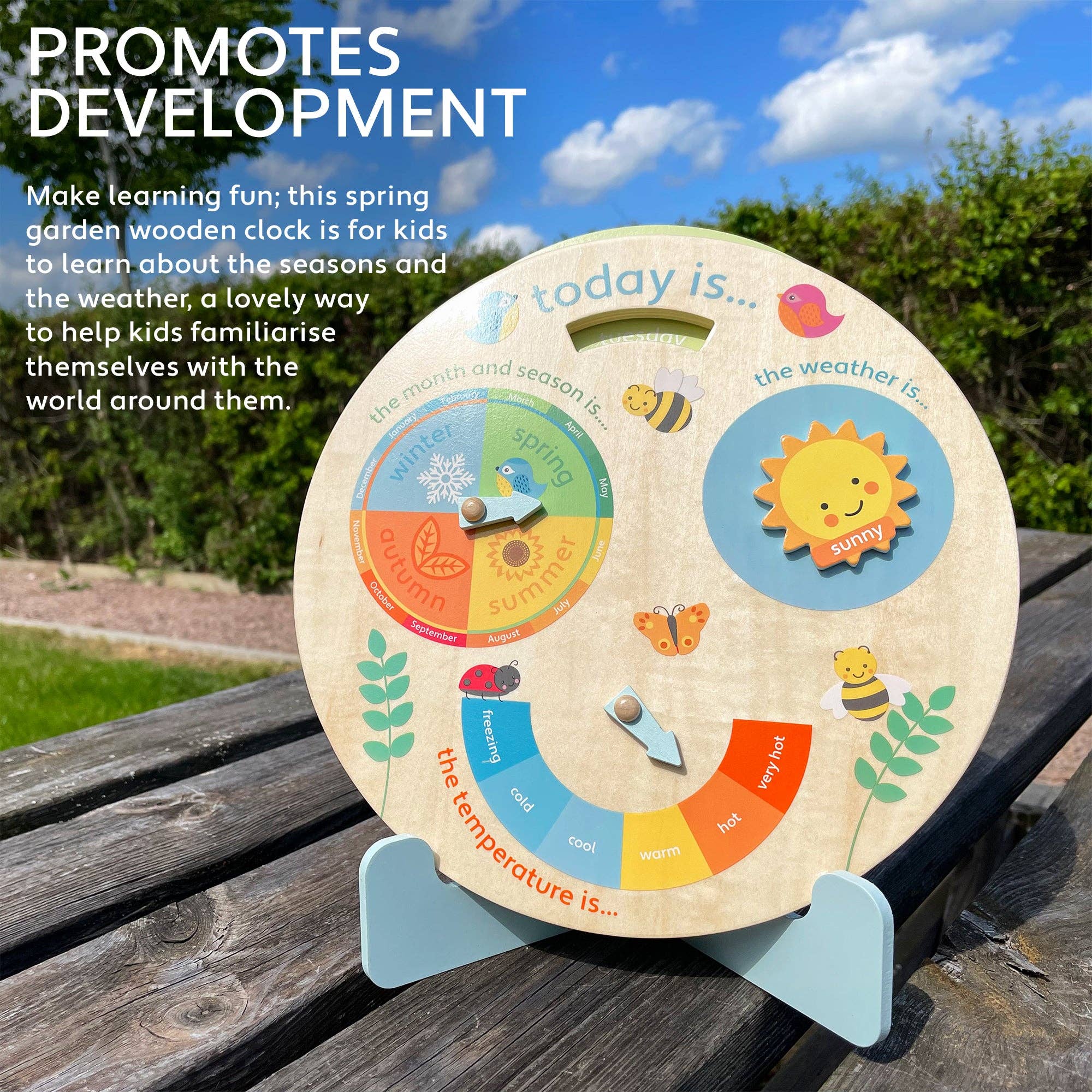 Orange Tree Toys - Spring Garden Wooden Weather Clock - Image 4