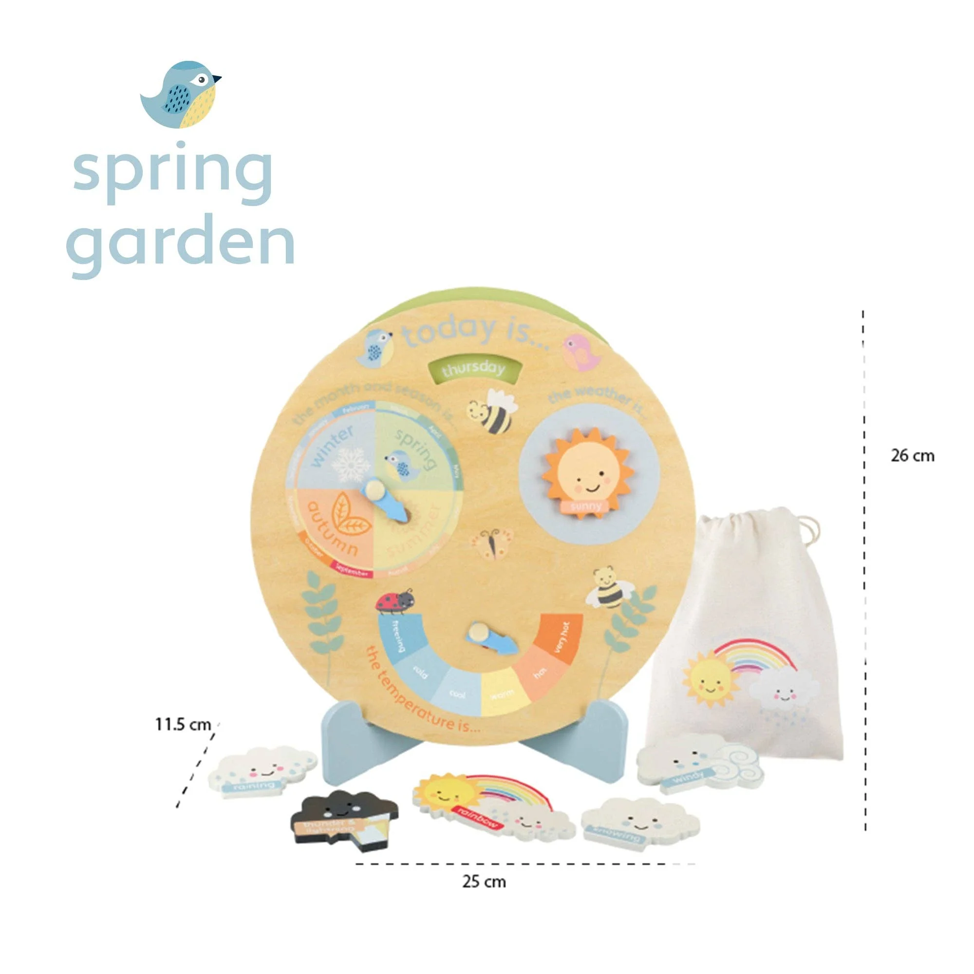 Orange Tree Toys - Spring Garden Wooden Weather Clock - Image 6
