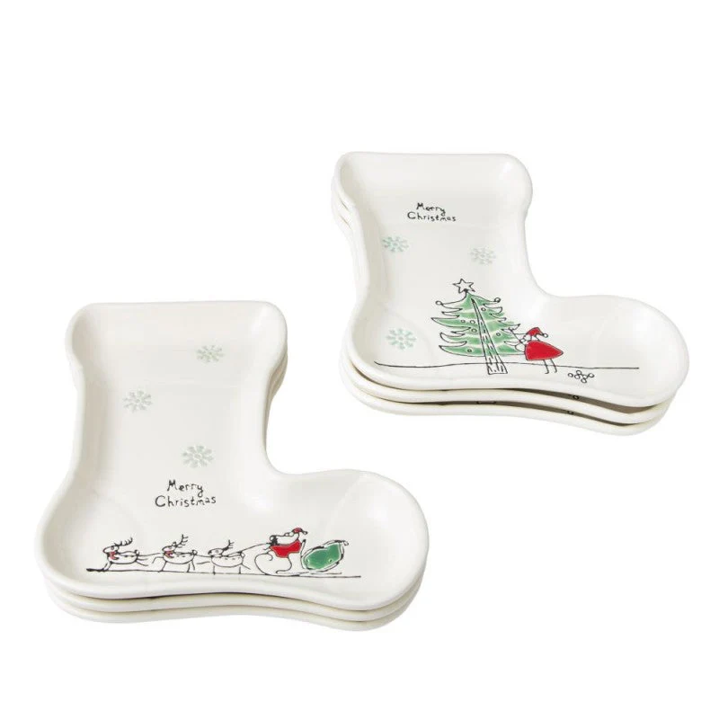 Organic Texture Santa Reindeer and Santa Sleight 3 S Sock Trays, Set of 6
