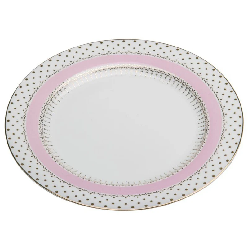 Pink Gold Pin Dot Salad Plate, Set of 4