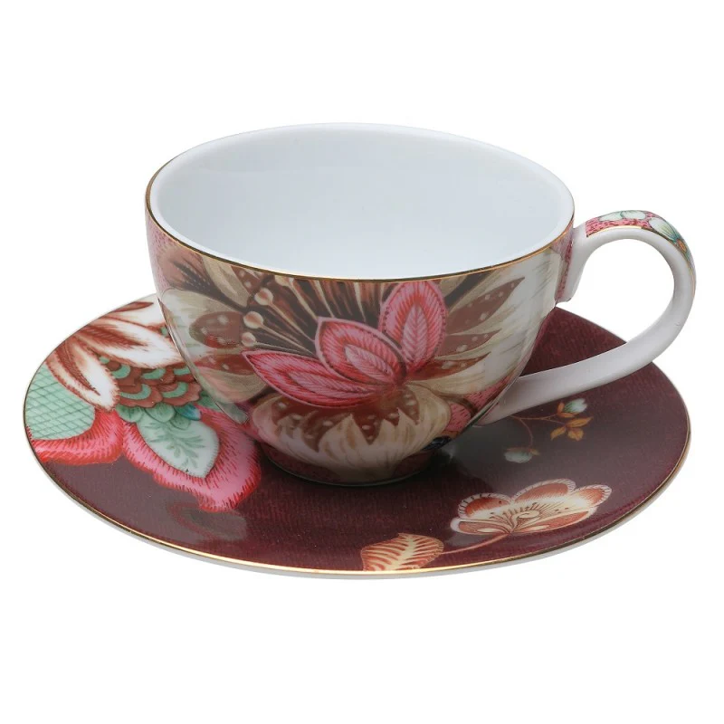 Pink Lotus Garden Demi Cup Saucer, Set of 4 - Image 2