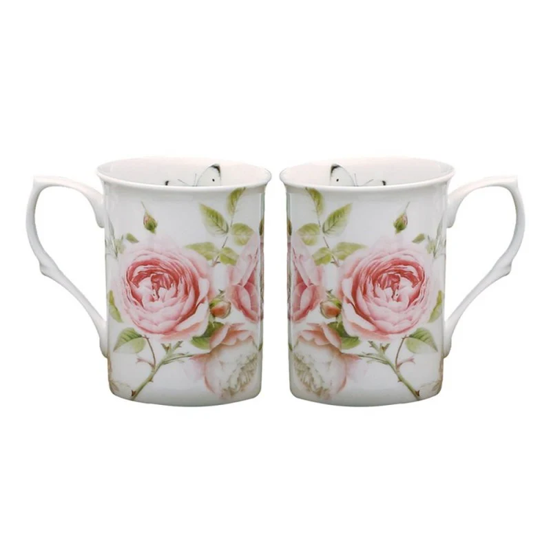 Beau Rose Bone China Mugs, Set of 4
