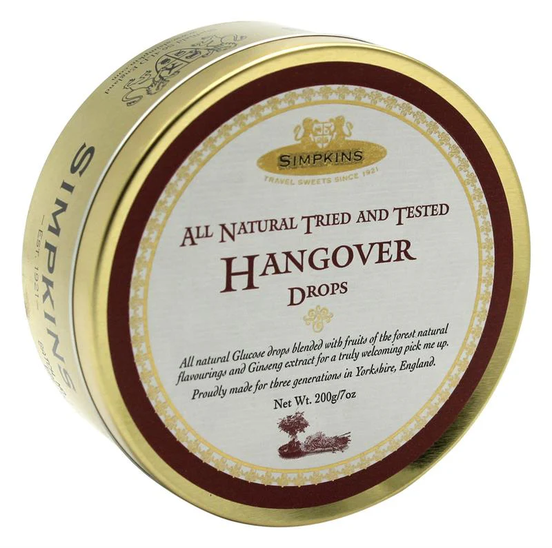 Simpkins Travel Sweets Tin. Hangover Drops Tried and Tested. 200g/7oz.