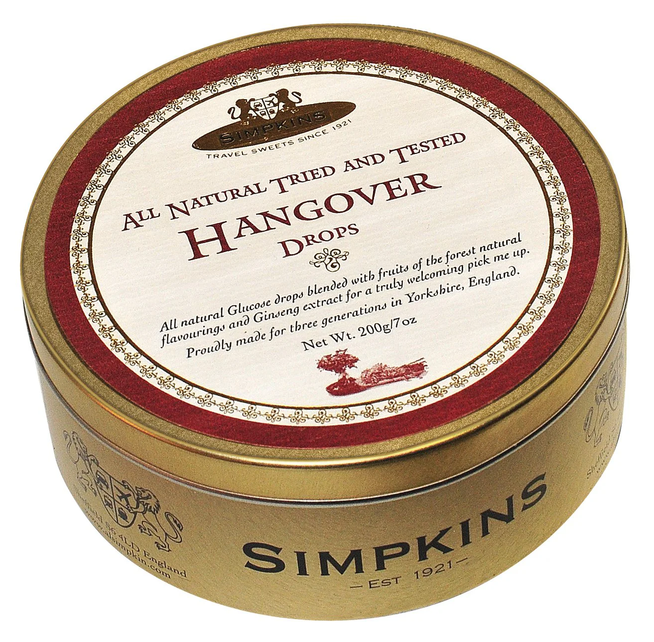 Simpkins Travel Sweets Tin. Hangover Drops Tried and Tested. 200g/7oz. - Image 2