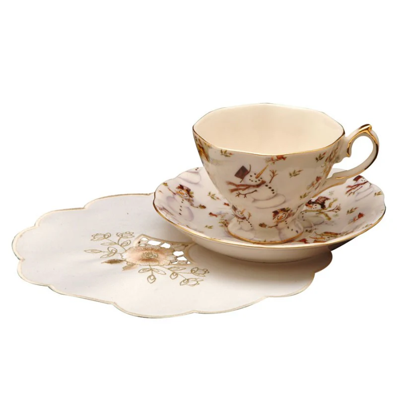 Snowman Tea Cups and Saucers, Set of 4