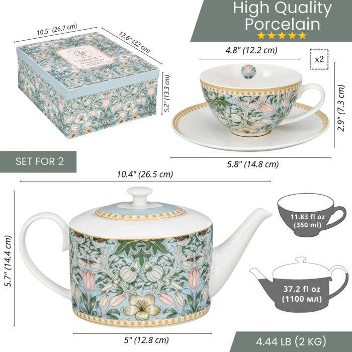 STP - Morris Garden Ceramic Porcelain Tea Set of 5 pcs - Image 3