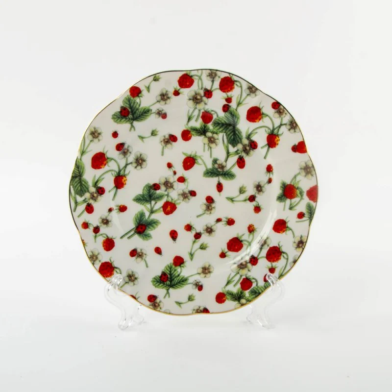 Strawberry Lady Bug Salad Plates. Set of 4