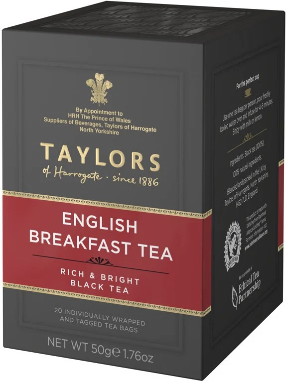 Taylors of Harrogate - English Breakfast. 20 Teabags individually wrapped.