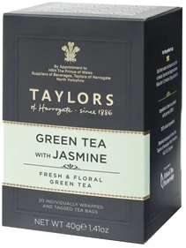 Taylors of Harrogate - Green Tea with Jasmine. 20 individually wrapped Teabags.