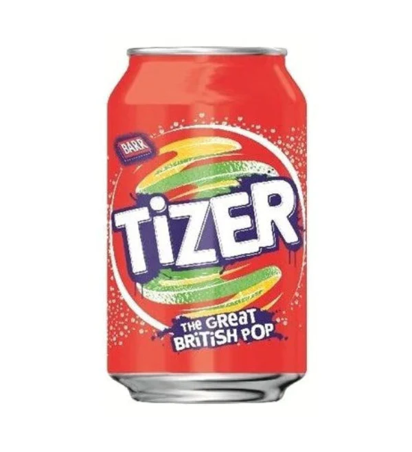 Tizer drink. 330ml/11.2 fl oz