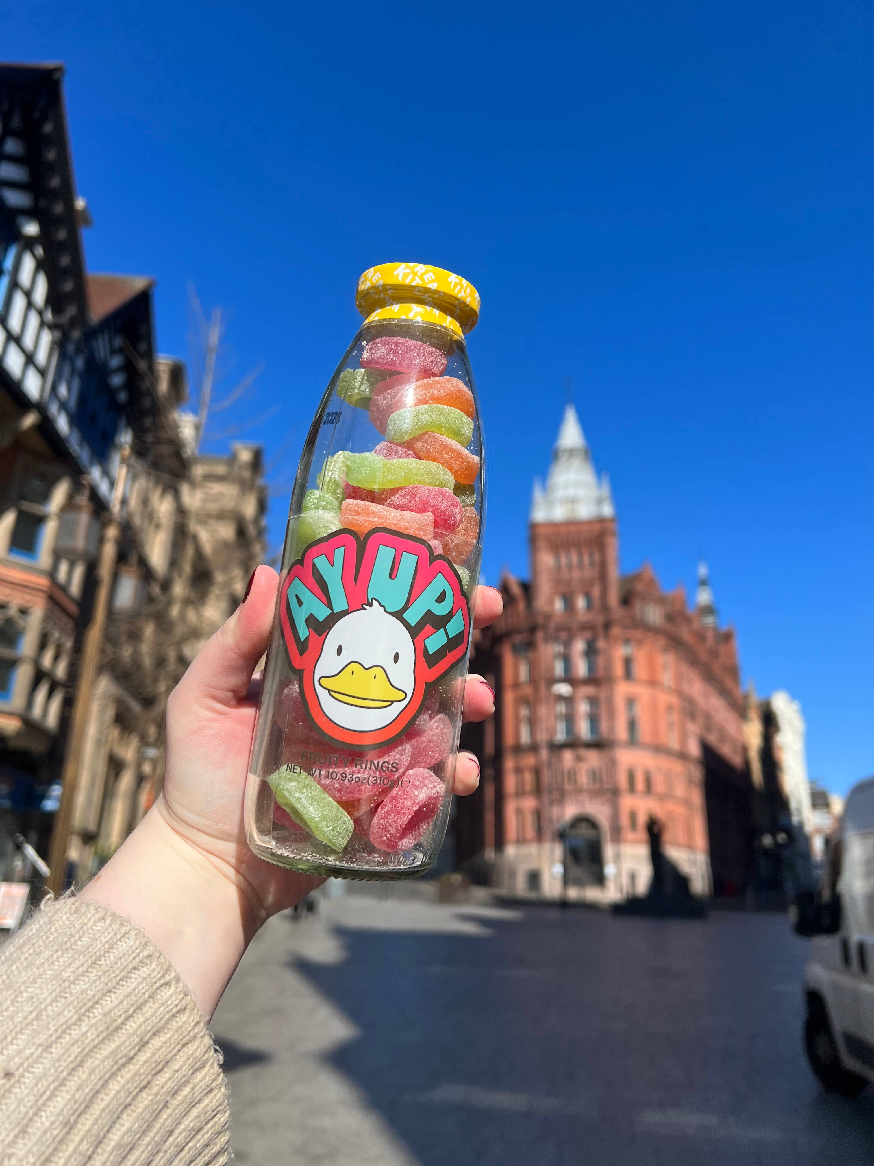 SALE Best Before 7th April 2026 Treat Kitchen - "Ay Up Me Duck" - Charity Support Sweet Message Bottle Vegan