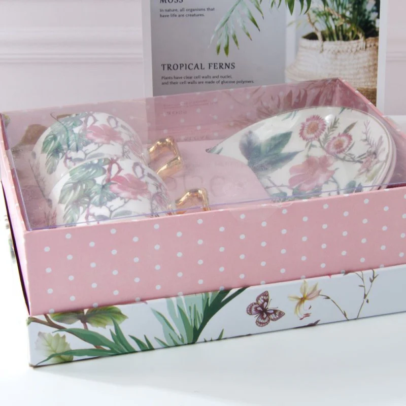 Tropical Demi Coffee Cups and Saucers, S/2 Gift Boxed