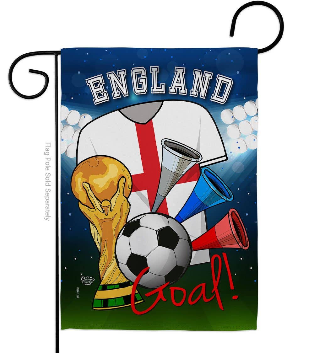 World Cup England Soccer Goal Garden Flag 13" x 18.5"