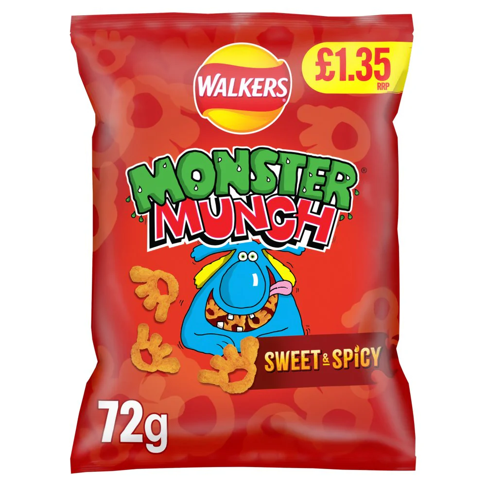 Walkers Monster Munch Sweet & Spicy Flamin' Hot Large Bag 72g