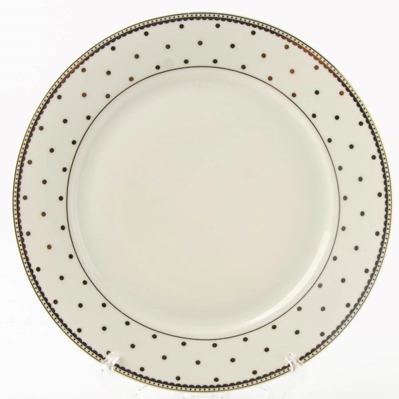White Gold new Polka Dots Dinner Plates, Set of 4