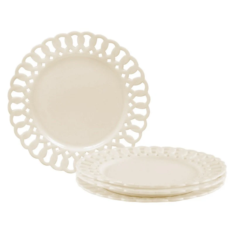 White Heirloom Dessert Plates, Set of 4